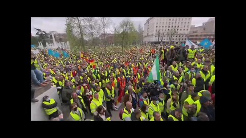 Madrid Spain Thousands of Truck Drivers Strike Demonstrate Against Rising Fuel Prices