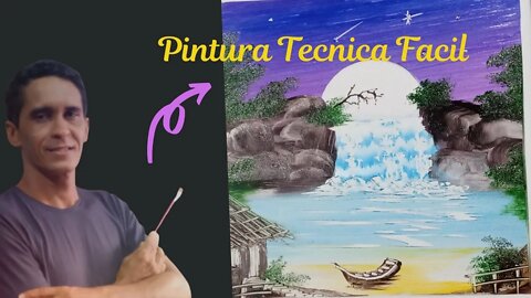 😉PINTURA ACRÍLICA TECNICA FACIL - APRENDA CACHOEIRA(Easy and fast acrylic painting) #05