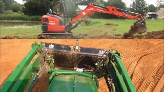 DIY pond expansion & excavation; John Deere compact tractor & Kubota mini excavator @Rockhill Farm