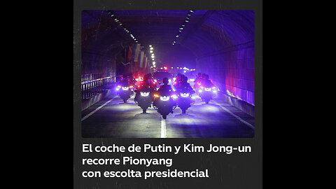 Putin y Kim Jong-un recorren en coche las calles de Pionyang seguidos por escolta motorizada