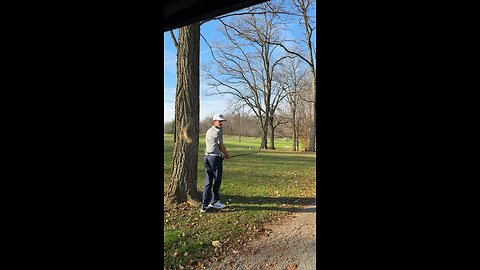 GOLFER HITS NICE SHOT AROUND TREE