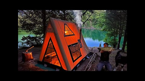 7 Days SOLO SURVIVAL CAMPING In RAIN Forest, THUNDER - Building Warm BUSHCRAFT SHELTER - Cooking