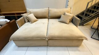 Sofá Cama Casal Retrátil e Reclinável 4 Lugares e 4 Almofadas Milano 220cm