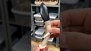 Making OBSIDIAN knife with deer antler handle!