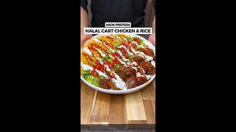 High Protein Meal Prep Chicken & Rice Halal Cart-Style! #recipes #healthyrecipes #food #fitness