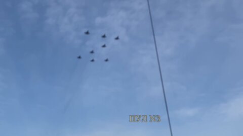 Su-57, "White Swan", "Cuban Diamond", the letter Z and the flag of Russia in the sky over Moscow