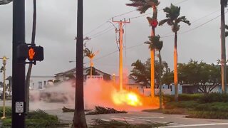 Downed power lines spark fire in Naples