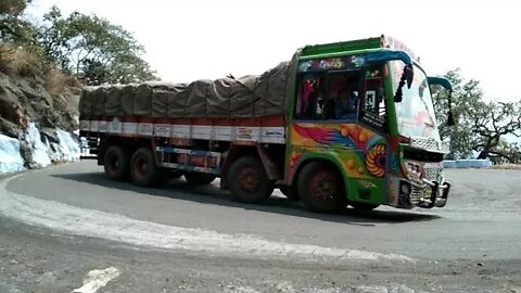 Online anand | Hulking LoadLorry and Hulking LoadTruck Turning 9/27 Hairpin Bend Road Dhimbam Hills