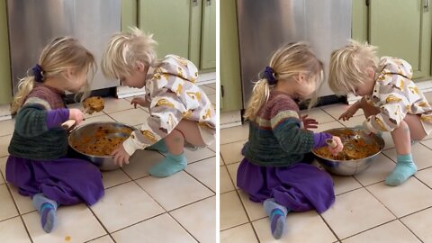Loving Siblings Share Tasty Treat Together
