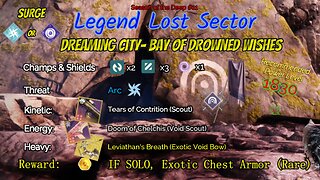 Destiny 2 Legend Lost Sector: Dreaming City - Bay of Drowned Wishes on my Strand Titan 7-25-23