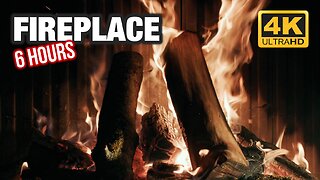 Relaxing Fireplace Wind Crackling Fire (6 Hours) | Natural Sounds 4K UHD