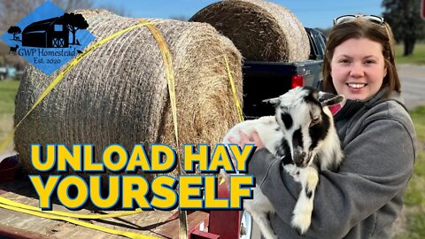 Unload Rounds Bales by Yourself – No Tractor Required! // VLOG