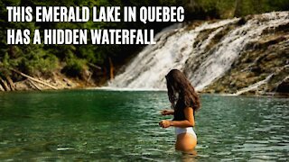 Quebec Has An Emerald River & You Can Swim At Its Waterfall If You Can Find It