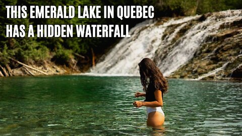 Quebec Has An Emerald River & You Can Swim At Its Waterfall If You Can Find It