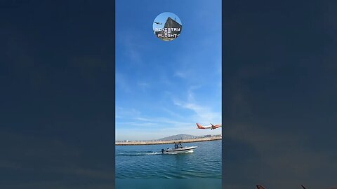 Boats Next to Runway as Plane Lands at Gibraltar