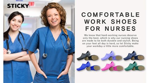 Sticky Nursing Shoes Women - Chefs - Kitchen - Nurses - Clogs for Work - Waterproof Non Slip