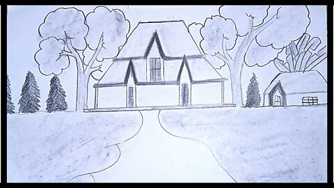 How to Draw a House - Beautiful House Drawing - Art Eira
