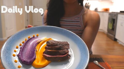 Vlog | I made Korean Mozzarella Corn Dog | Creme Brulee | Potato Puree Steak | S'mores Ice Cream