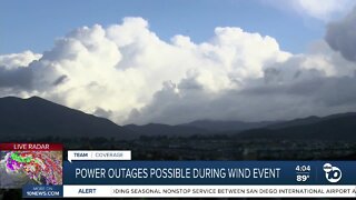 Power outages possible during wind event