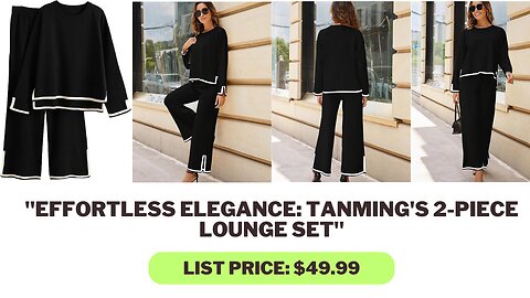 "Chic Women's 2-Piece Lounge Set: Knit Sweater Top & Wide Leg Pants"