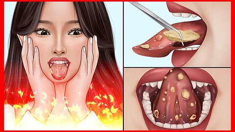 ASMR Canker sores cause of mouth ulcer treatment | Tonsil stone removal animation