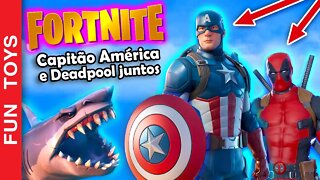 Capitão América e Deadpool juntos em partidas do FORTNITE #7 Teve até TUBARÃO ajudando a nossa DUPLA