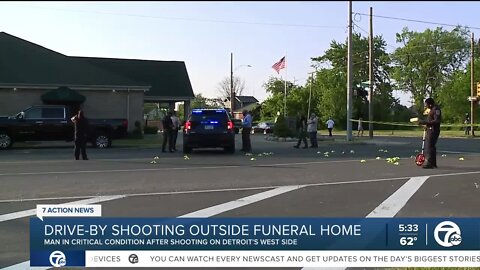 Man in critical condition after being shot multiple times outside of a Detroit funeral home