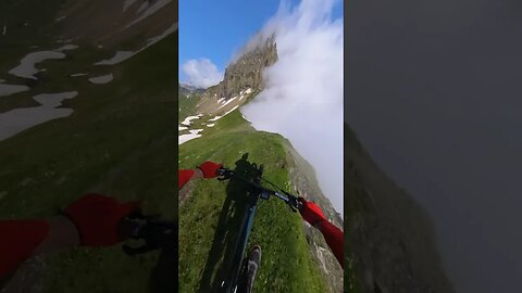 Riding A Cliff Edge Above Clouds #mountainbiking