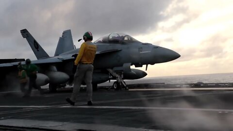US Aircraft Carrier • USS Abraham Lincoln • Conducts Flight Operations • Philippine Sea Feb 4