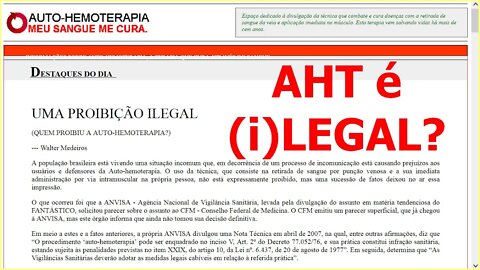 Auto-hemoterapia (i)LEGAL. É proibida? Parecer sobre Auto-hemoterapia Prof. Dr. José de Felippe Jr.