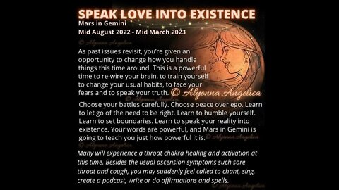 Mars in Geminin (August 2022 - March 2023) Speak Love into Existence