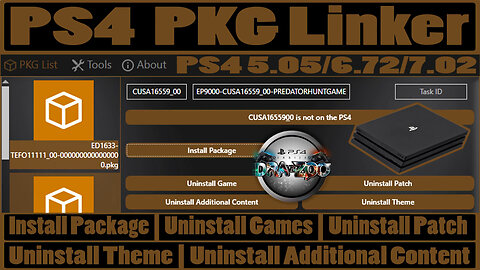 PS4 PKG Linker | Install Package | Uninstall Games | Uninstall Patch/Theme
