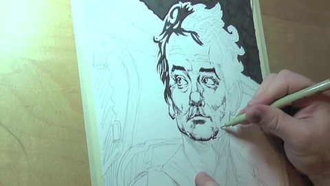 Time lapse: Incredibly detailed portait of Bill Murray