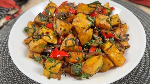 Spinach and Potato Recipe • Potato Spinach Recipe • Fried Potato Recipe • Fried Aloo Palak Recipe