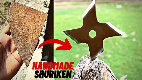 Knife Making - How to make a Ninja Star(shuriken) out of rusted plate of steel