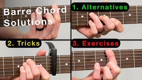 👆 3 Barre Chord Solutions 🎸 Guitar Lesson (3 Bar Chord Solutions) How to play Barre Chords