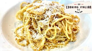 Spaghetti with Sweet Garlic Cream Sauce and Toasted Breadcrumbs Cooking Italian with Joe