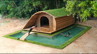 Building Underground Villa With Grass Roof And Build Tunnel Swimming Pool