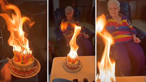 Grandson makes birthday cake for grandma with 90 candles
