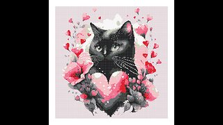 BLACK CAT LOVE Cross Stitch Pattern by Welovit