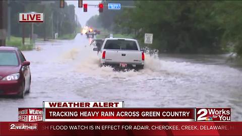 Heavy rain floods road in Broken Arrow