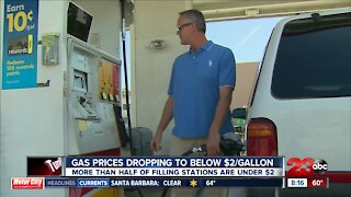 Gas prices dropping below $2 per gallon