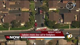 Explosion creates close call for firefighters