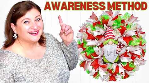 How to make a Wreath using Double Ribbon Awareness Method | Christmas Gnome Wreath Tutorial