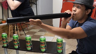 Exciting ping pong blowgun challenge game