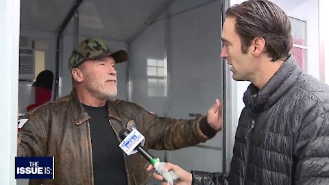 Arnold Schwarzenegger donates 25 tiny homes to homeless vets at the VA in West LA.