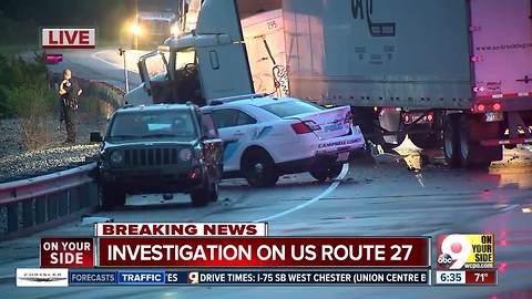 US Route 27 closed in Alexandria after police chase ends in crash involving police cruiser