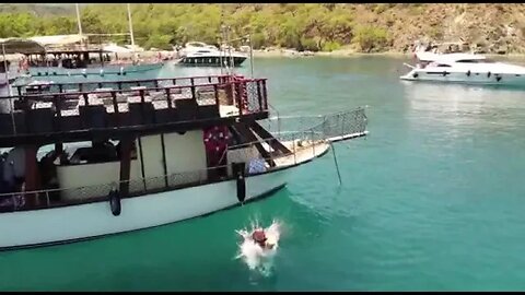 Funny Fail Jump Overboard On Vacation