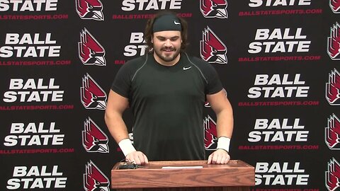 Post Game Press Conference with Ball State's #94 Jack Sape