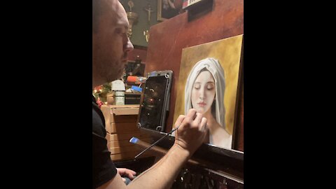 Painting a Copy of Bouguereau’s La Charité